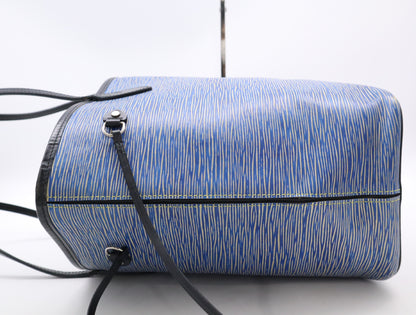 LOUIS VUITTON M51053 Epi Never Full MM Denim Blue Tote Bag with Pouch & Storage Bag