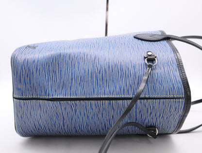 LOUIS VUITTON M51053 Epi Never Full MM Denim Blue Tote Bag with Pouch & Storage Bag