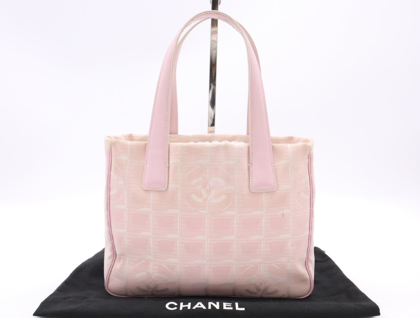 CHANEL Canvas New Travel Line Tote TPM Pink with Storage Bag Seal Card 8500979 Purse