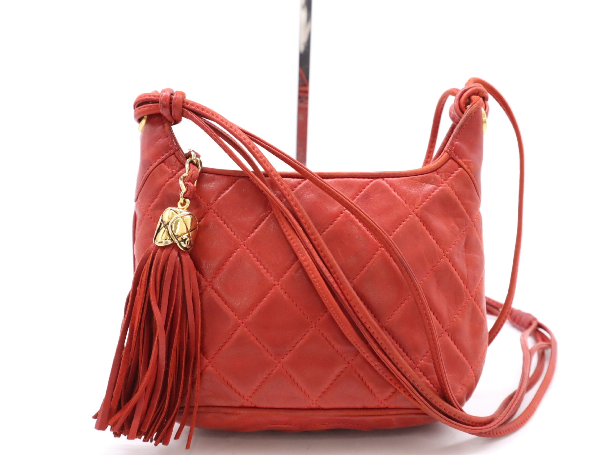 CHANEL Lambskin Matrasse Fringe Cocomark GD Hardware Red Seal 1720828 Shoulder Bag