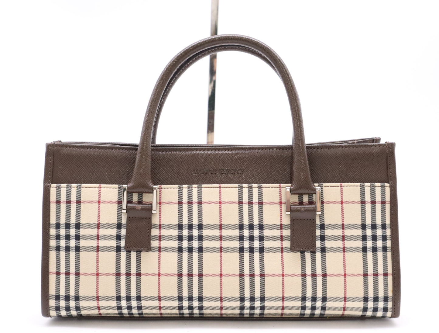 BURBERRY Canvas x Leather Nova Check Beige Brown Handbag