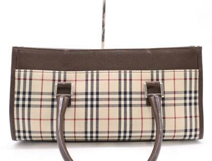BURBERRY Canvas x Leather Nova Check Beige Brown Handbag