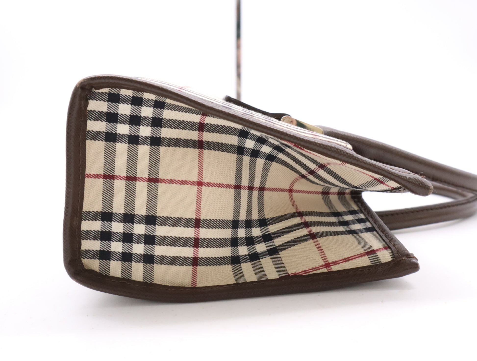 BURBERRY Canvas x Leather Nova Check Beige Brown Handbag