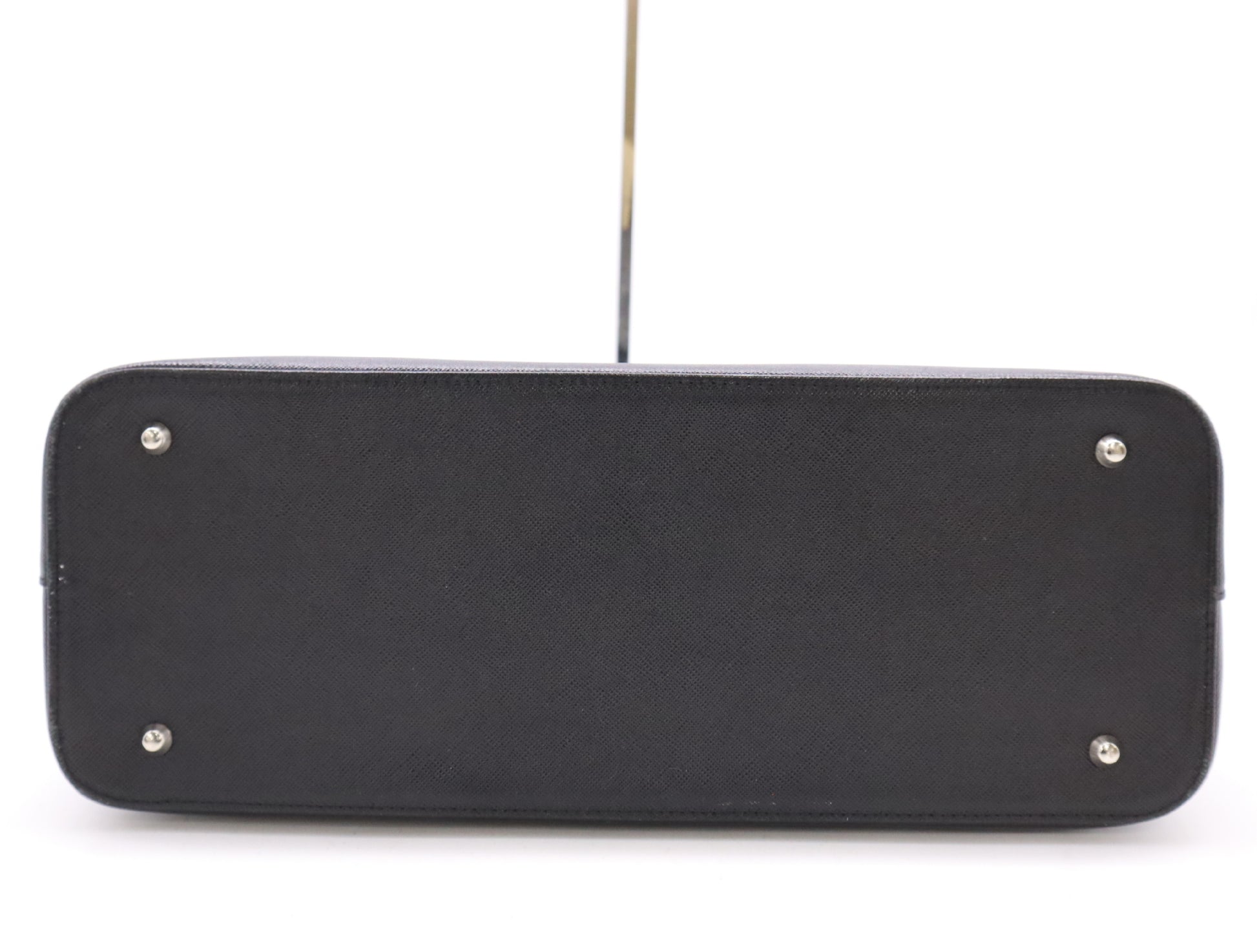 BURBERRY Saffiano Leather Tote Bag Black Nova Check SV Hardware Tote Bag