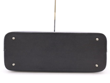 BURBERRY Saffiano Leather Tote Bag Black Nova Check SV Hardware Tote Bag