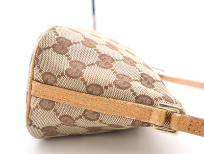 GUCCI 07198 Canvas GG Canvas Accessory Pouch Beige Brown Pouch