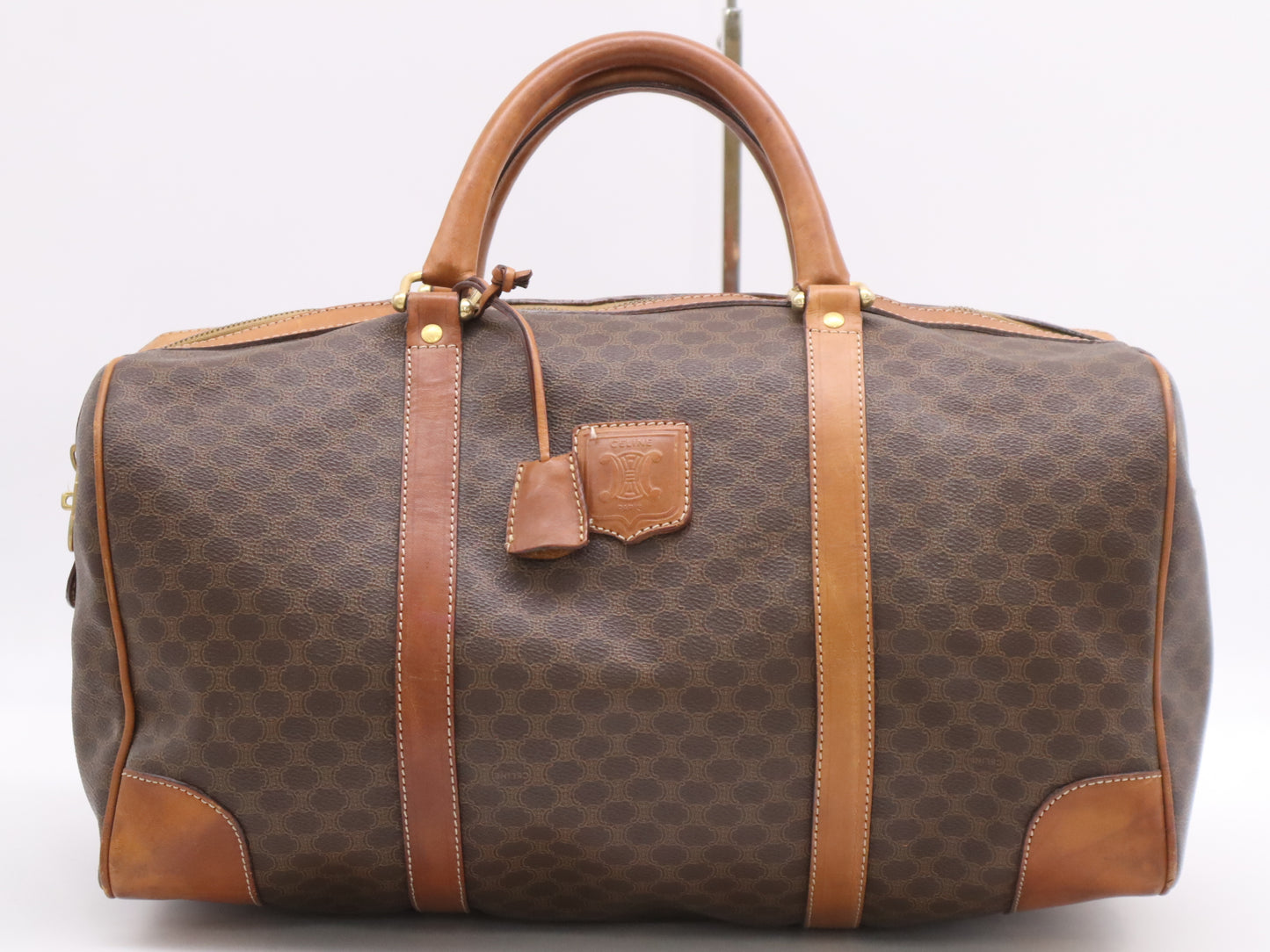 CELINE PVCx Leather Macadam Boston Bag with Brown Keys x2 and Crochet Boston Bag