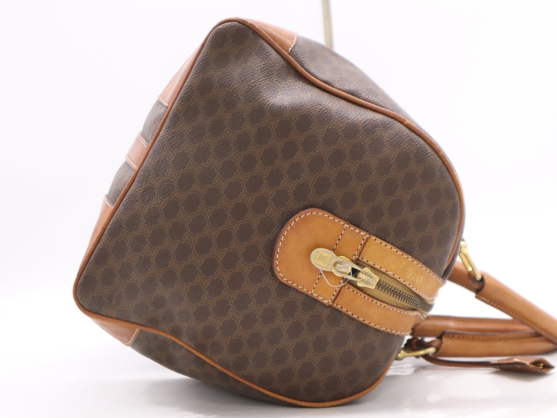 CELINE PVCx Leather Macadam Boston Bag with Brown Keys x2 and Crochet Boston Bag