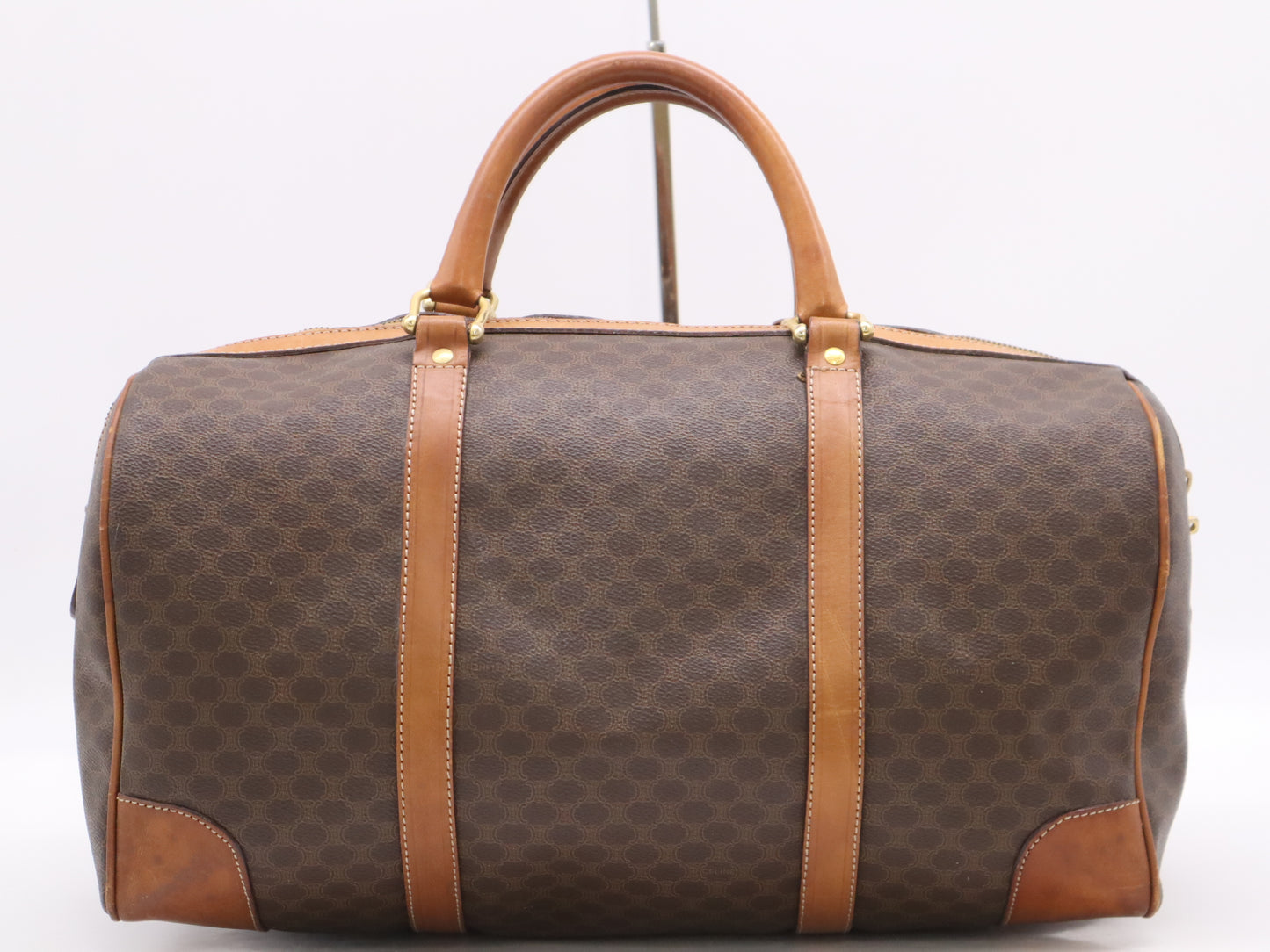 CELINE PVCx Leather Macadam Boston Bag with Brown Keys x2 and Crochet Boston Bag