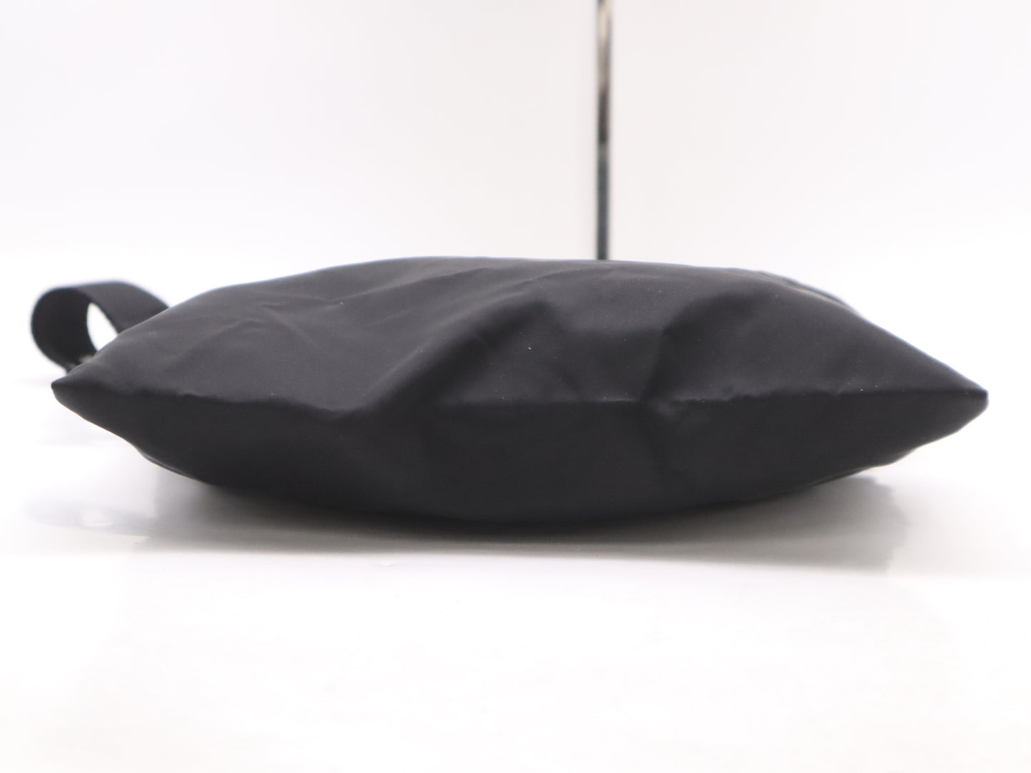 PRADA Nylon Triangle Logo Shoulder Bag in Black with Silver Hardware