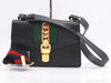 GUCCI 421882 Leather Sylvie Small Ribbon Sherry Line Shoulder Bag Black GD Hardware Shoulder Bag