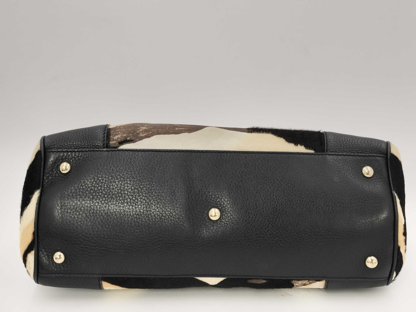 GUCCI Leather Bamboo 2-Way Handbag with Harako Zebra Print Shoulder Bag