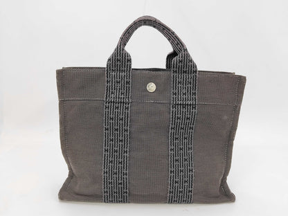 HERMES Canvas Air Line PM Mini Tote Bag Gray Handbag