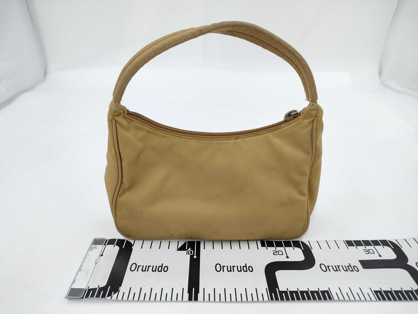 PRADA Mini Purse Triangle Logo Accessory Pouch Yellow Nylon Bag