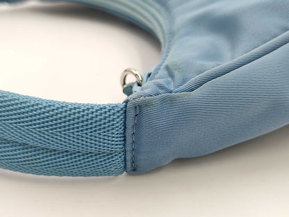 PRADA Mini Handbag Triangle Logo Accessory Pouch Blue Nylon Bag