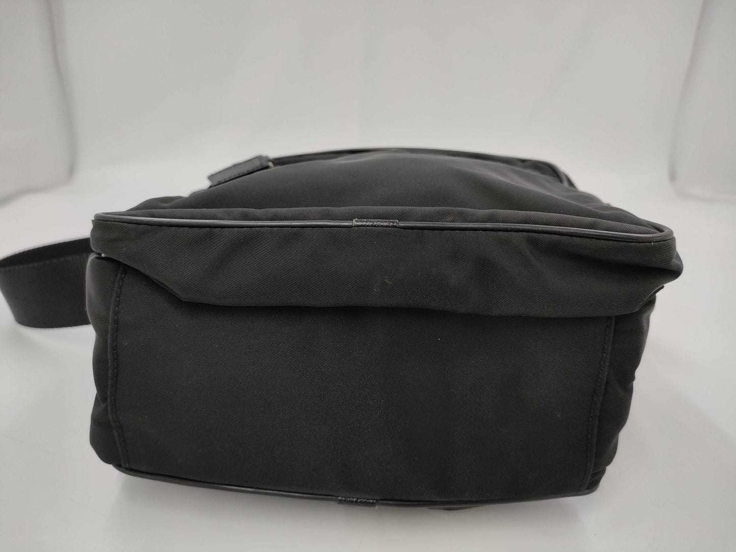 PRADA Nylon Triangle Logo Black Shoulder Bag