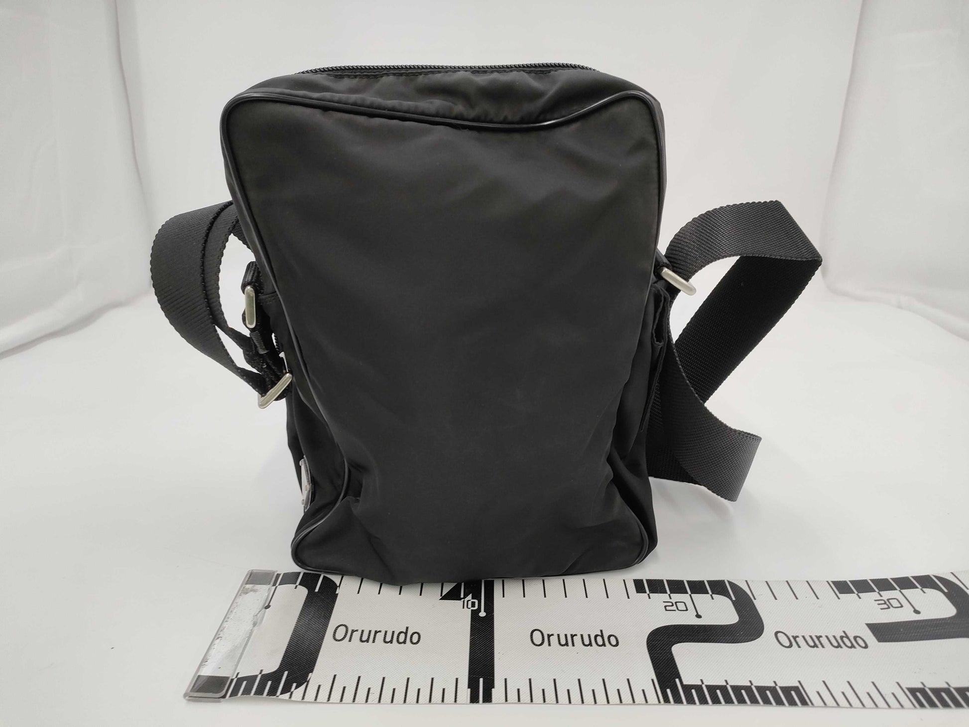 PRADA Nylon Triangle Logo Black Shoulder Bag