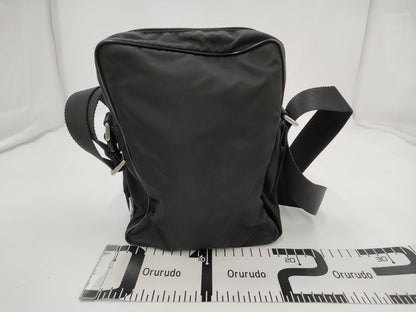 PRADA Nylon Triangle Logo Black Shoulder Bag