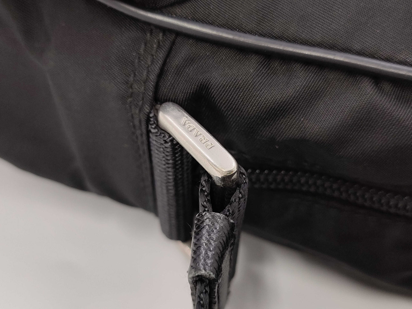 PRADA Nylon Triangle Logo Black Shoulder Bag