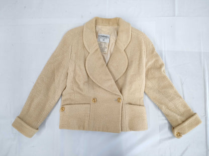 CHANEL 93P Tweed Jacket with Gold Buttons, Size 42