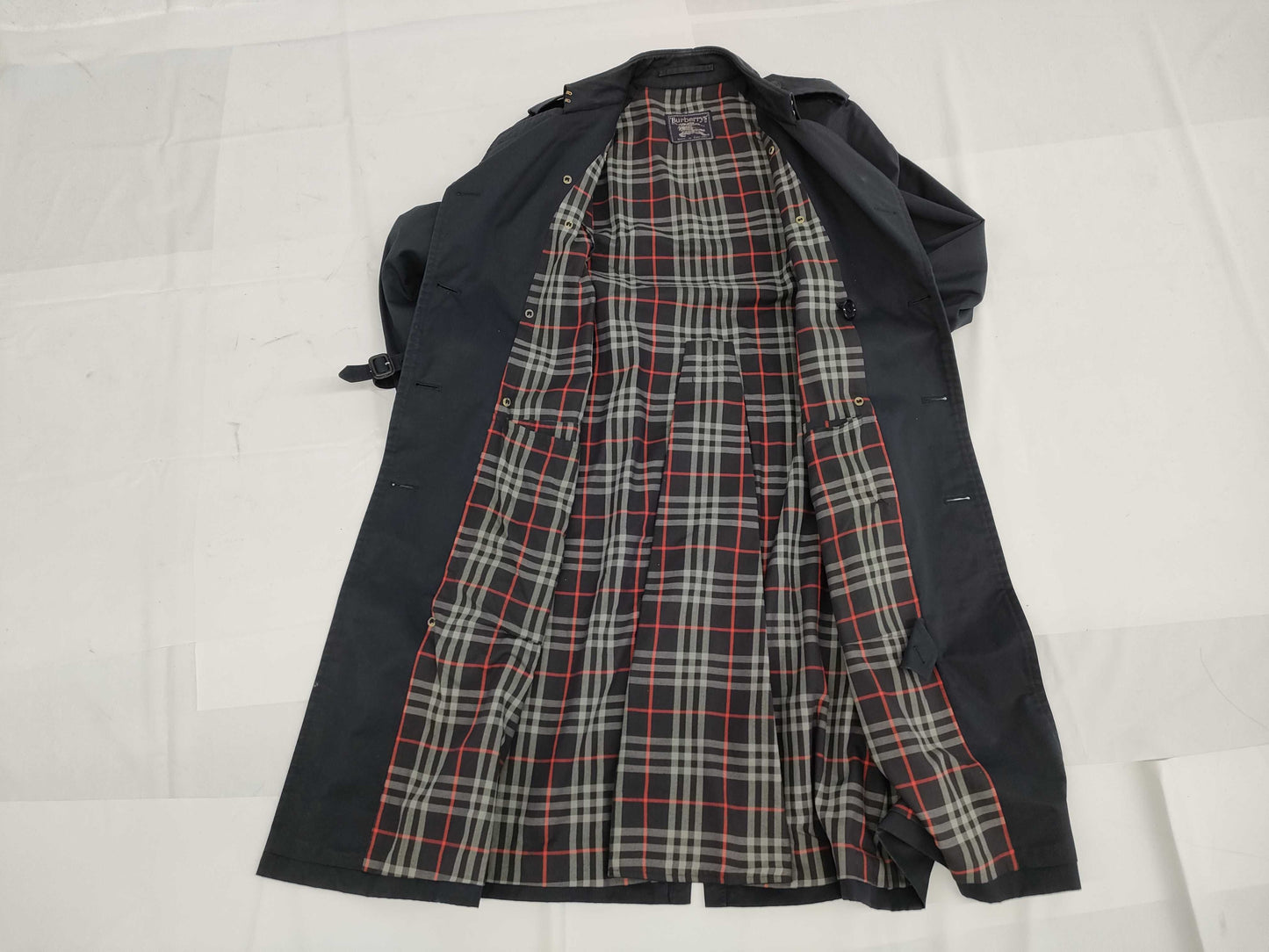 Burberrys BURBERRY Trench Coat Men's Belt 50 Navy Check Coat