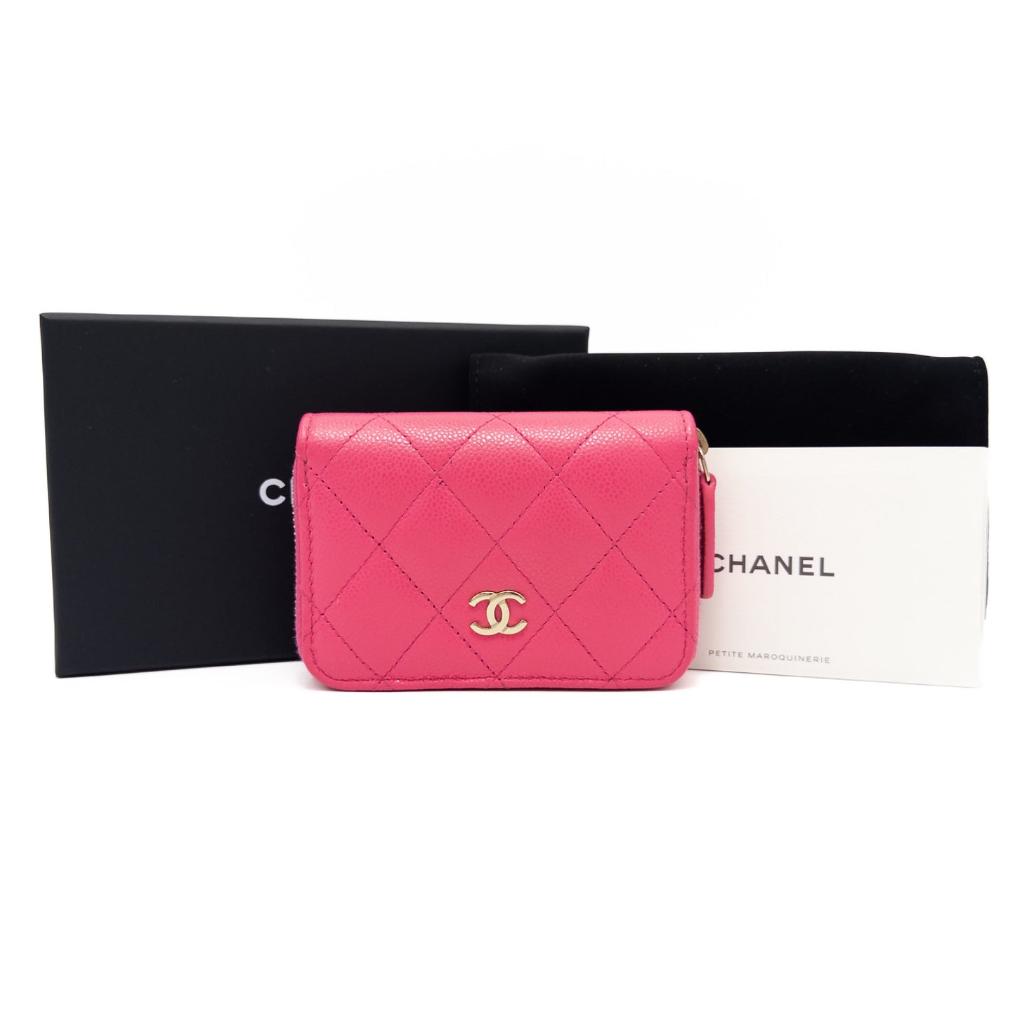 CHANEL CHANEL Matlasse Caviar Skin Coin Case Pink Gold Fittings Box & Storage Bag Included Coin Case