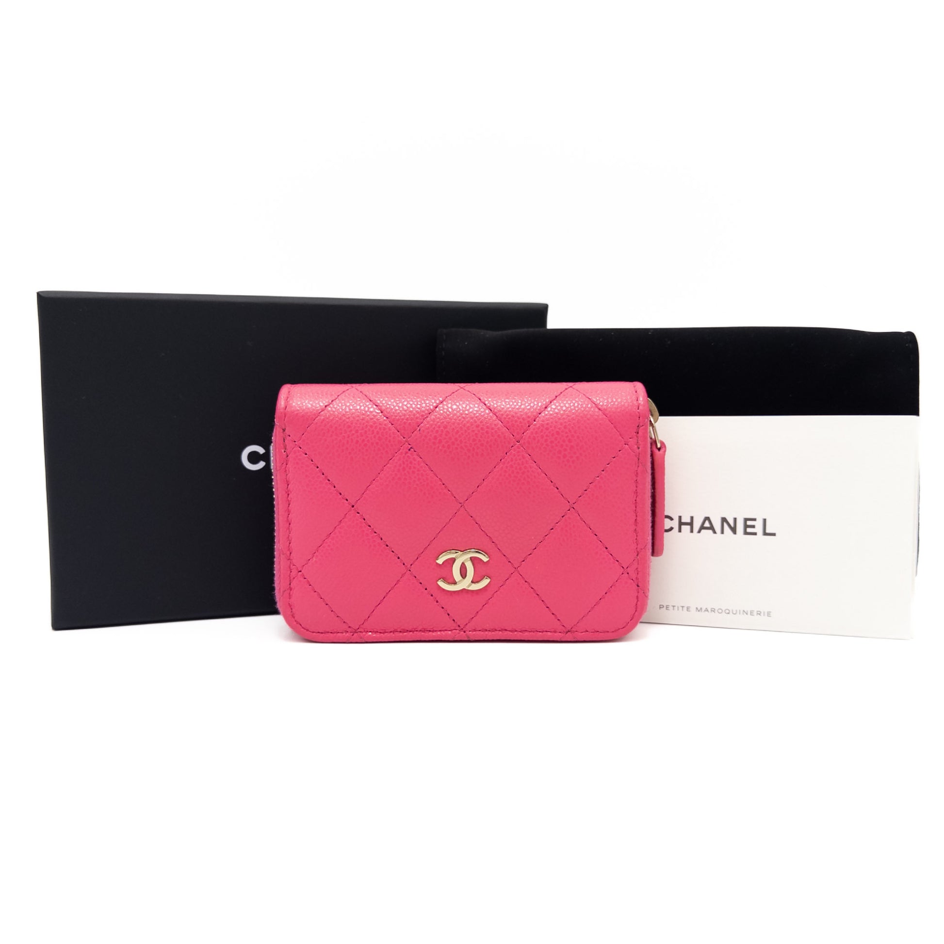 CHANEL CHANEL Matlasse Caviar Skin Coin Case Pink Gold Fittings Box & Storage Bag Included Coin Case