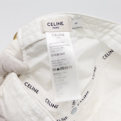 CELINE CELINE Triomphe 2AUT6969P Baseball Cap Canvas Cotton White S Size Other Accessories
