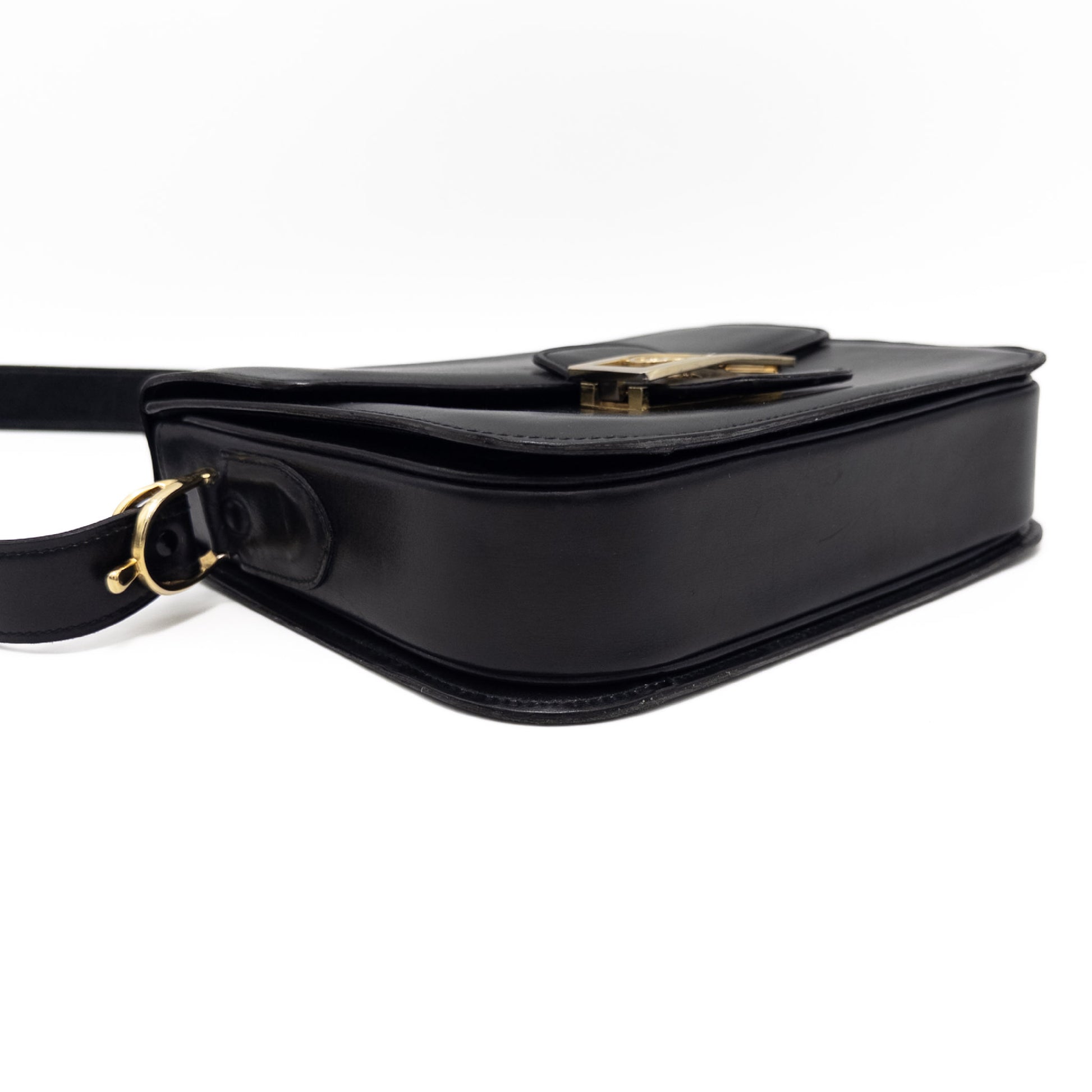 CELINE CELINE Carriage Fittings Leather Shoulder Bag Black Shoulder Bag