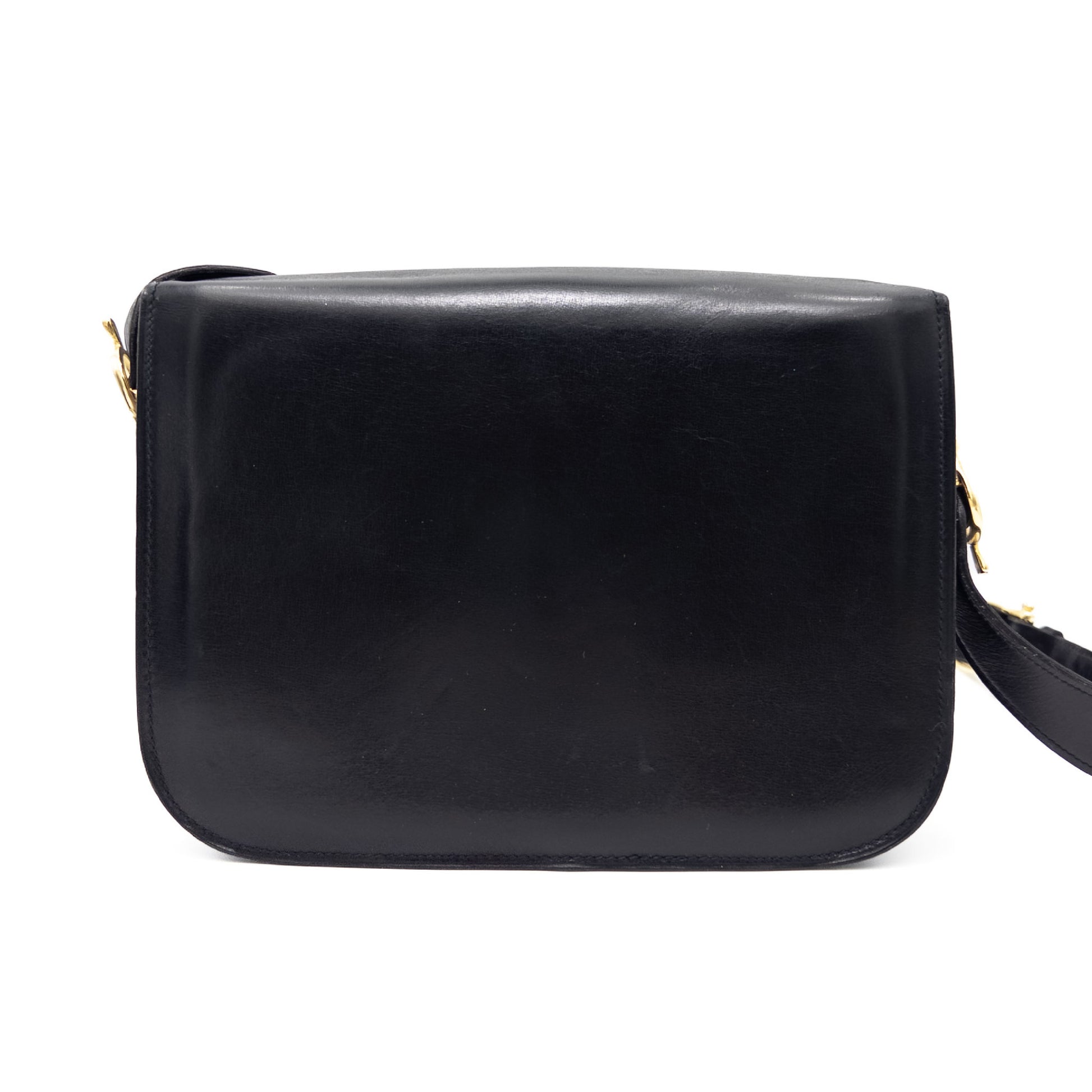 CELINE CELINE Carriage Fittings Leather Shoulder Bag Black Shoulder Bag