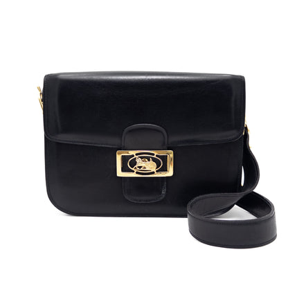 CELINE CELINE Carriage Fittings Leather Shoulder Bag Black Shoulder Bag