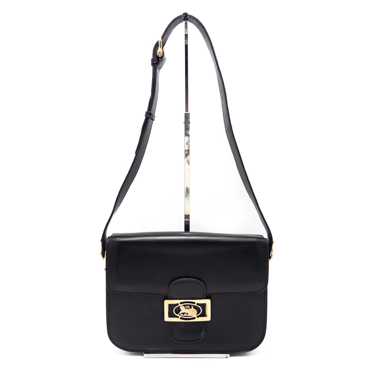 CELINE CELINE Carriage Fittings Leather Shoulder Bag Black Shoulder Bag