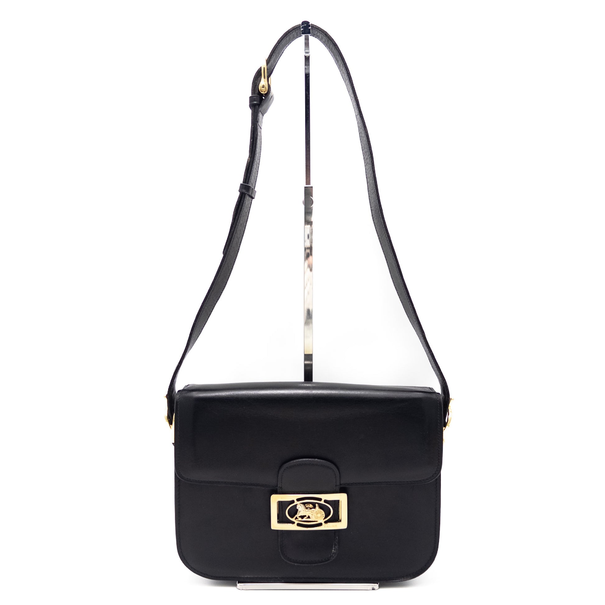 CELINE CELINE Carriage Fittings Leather Shoulder Bag Black Shoulder Bag