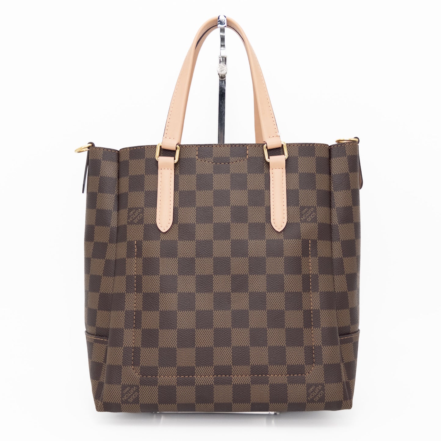 LOUIS VUITTON LOUIS VUITTON Vuitton Damier Belmont NV BB N60297 Pink Gold Hardware Canvas Handbag