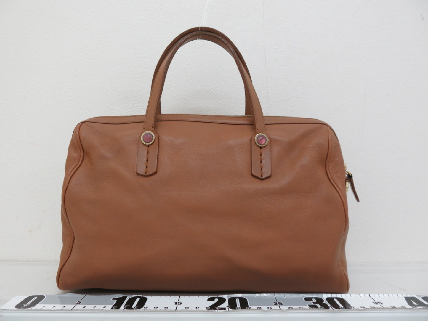 BVLGARI Calf Leather Collezione Logo Embossed Handbag 2-Way