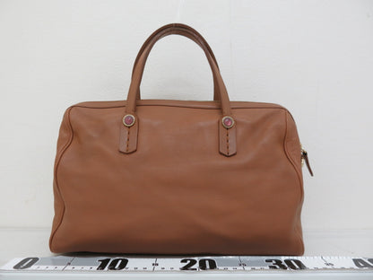 BVLGARI Calf Leather Collezione Logo Embossed Handbag 2-Way