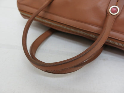 BVLGARI Calf Leather Collezione Logo Embossed Handbag 2-Way