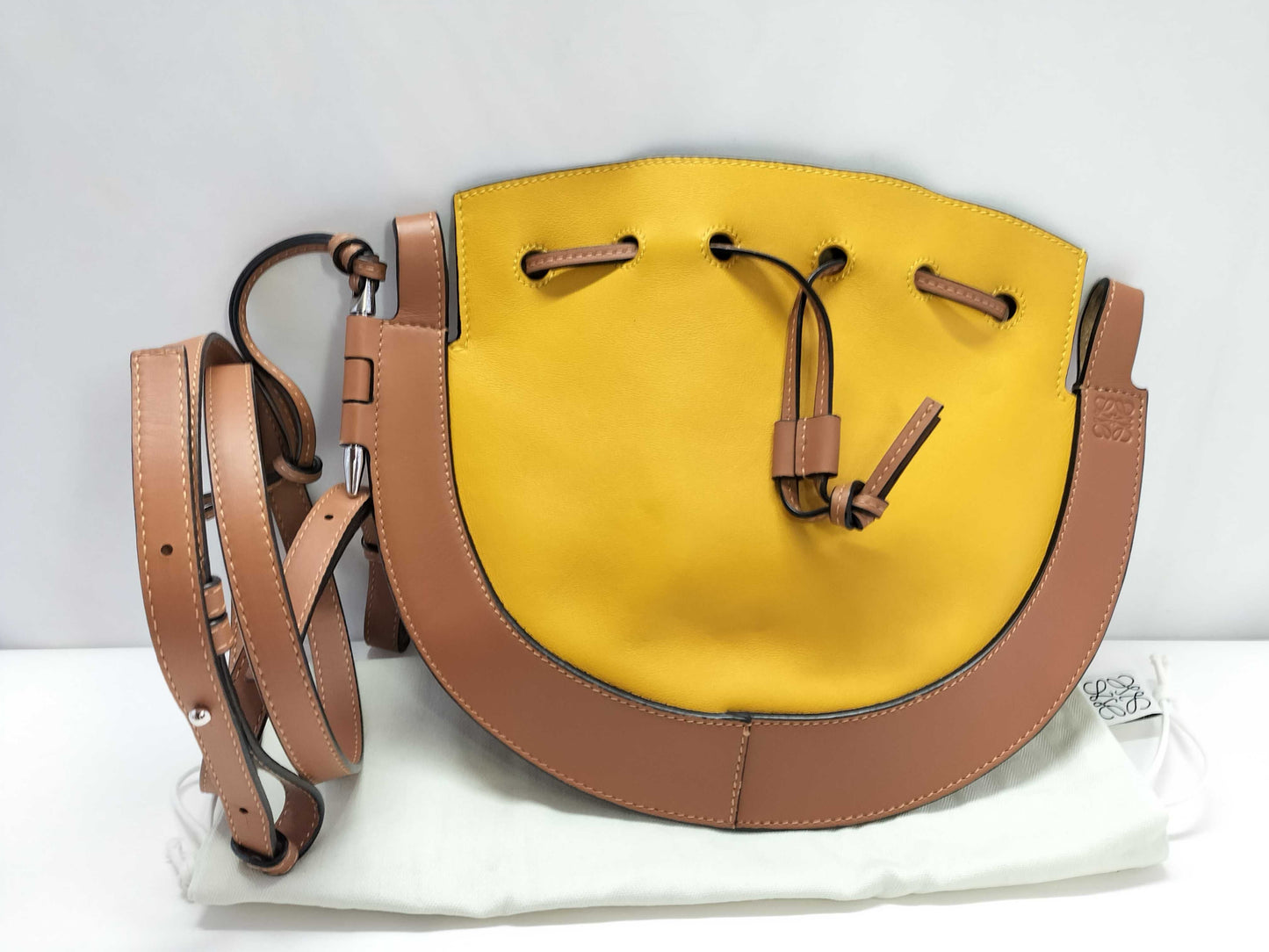 LOEWE Shoulder Calf Yellow/Brown Shoulder Bag