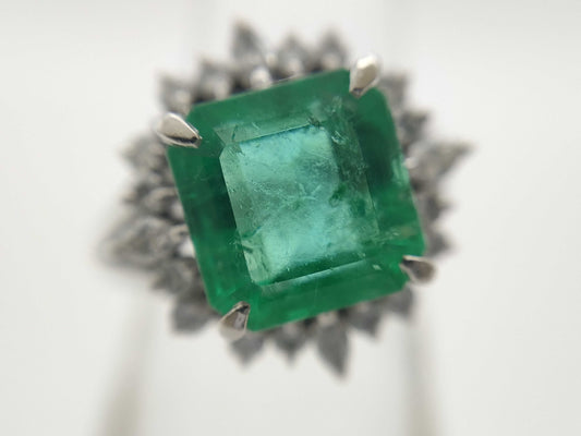 E3.07ct D0.48ct Pt900 7.3g Ring 