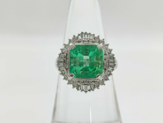 E3.75ct D0.60ct Pt900 7.9g Ring 