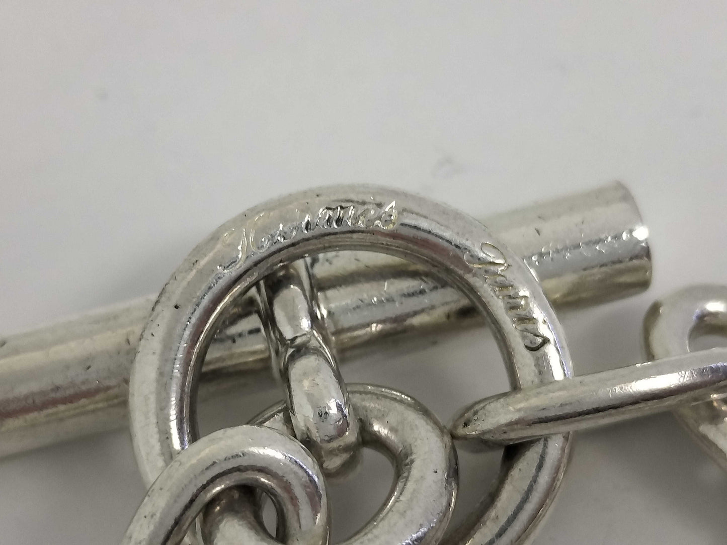 HERMES Schone Dunkle 4 Charms Cursive 16 Frames 79.8g Bracelet Bangle