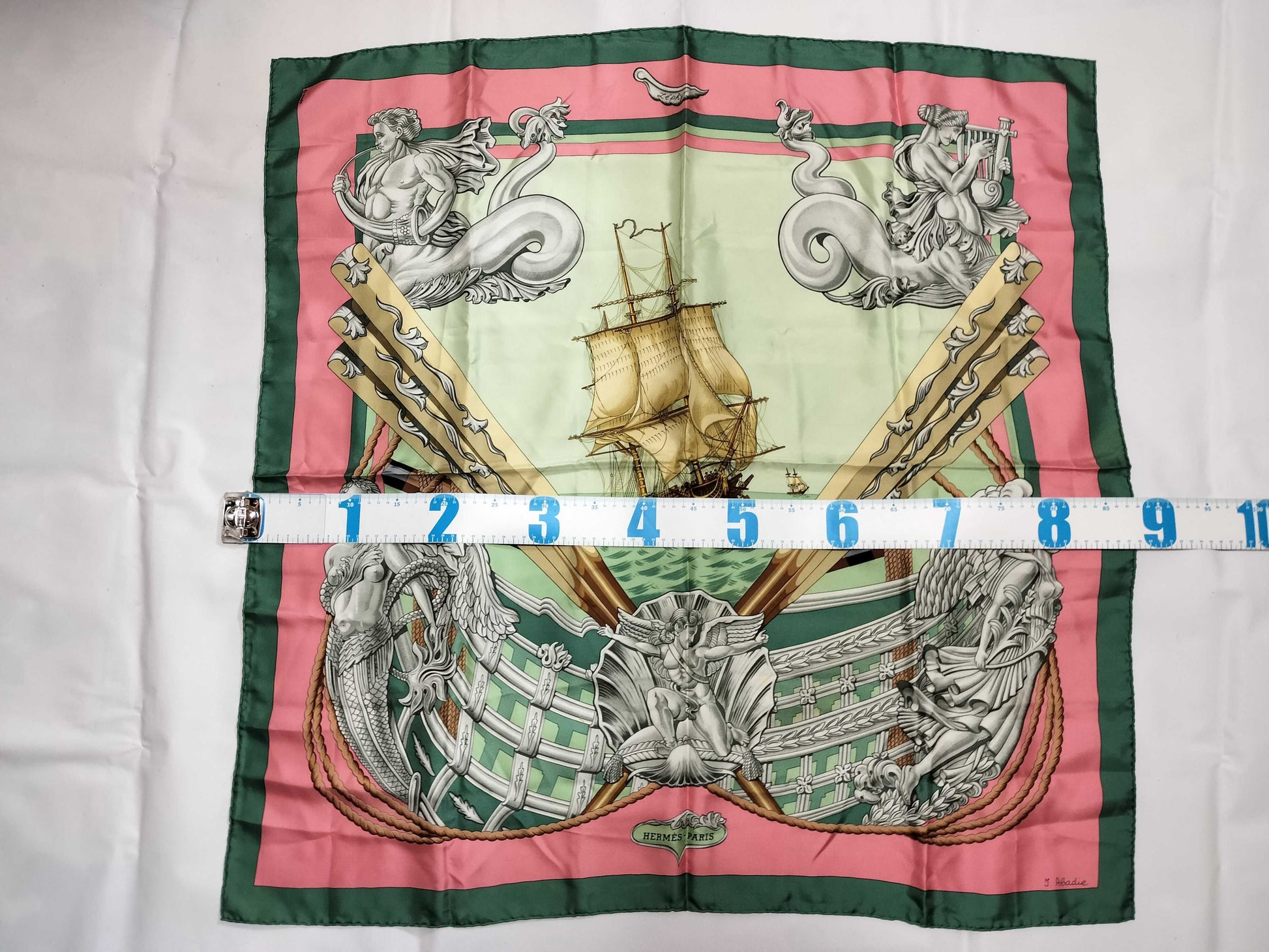 HERMES Carre Hermes Carre 90 Green Scarf