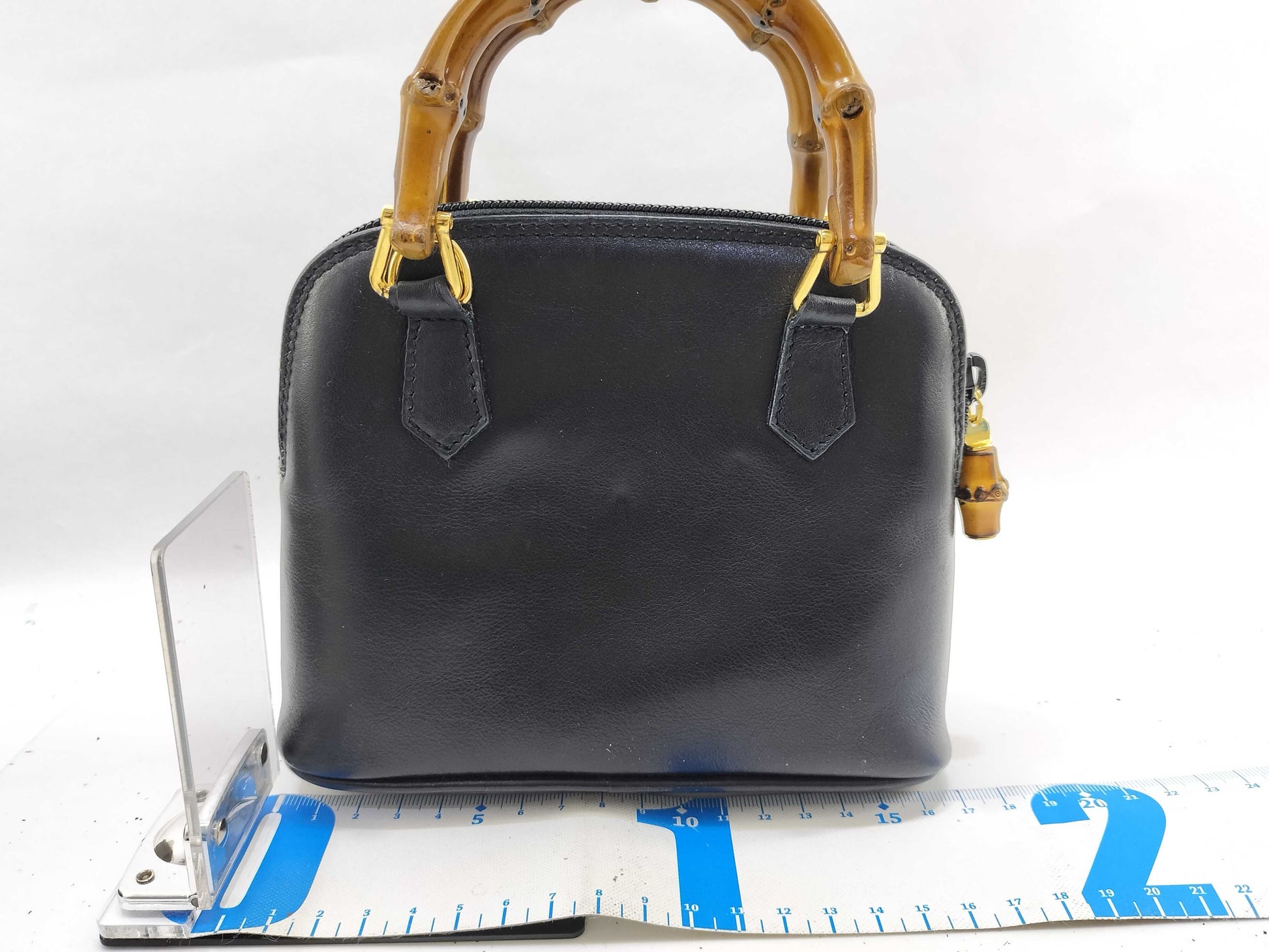 GUCCI Bamboo Gucci Bamboo Leather Mini Shoulder Bag Black Handbag