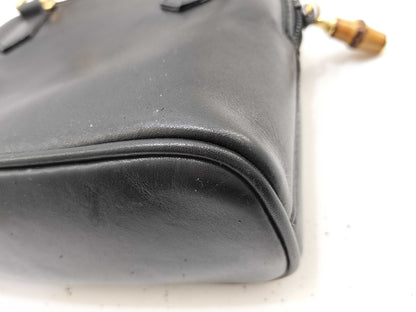 GUCCI Bamboo Gucci Bamboo Leather Mini Shoulder Bag Black Handbag