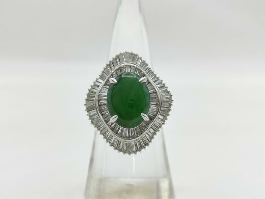 Jade D1.95ct Pt900 14.6g Ring 