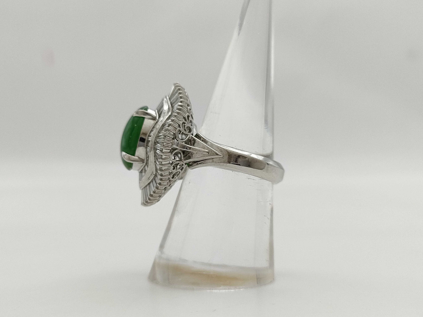 Jade D1.95ct Pt900 14.6g Ring 