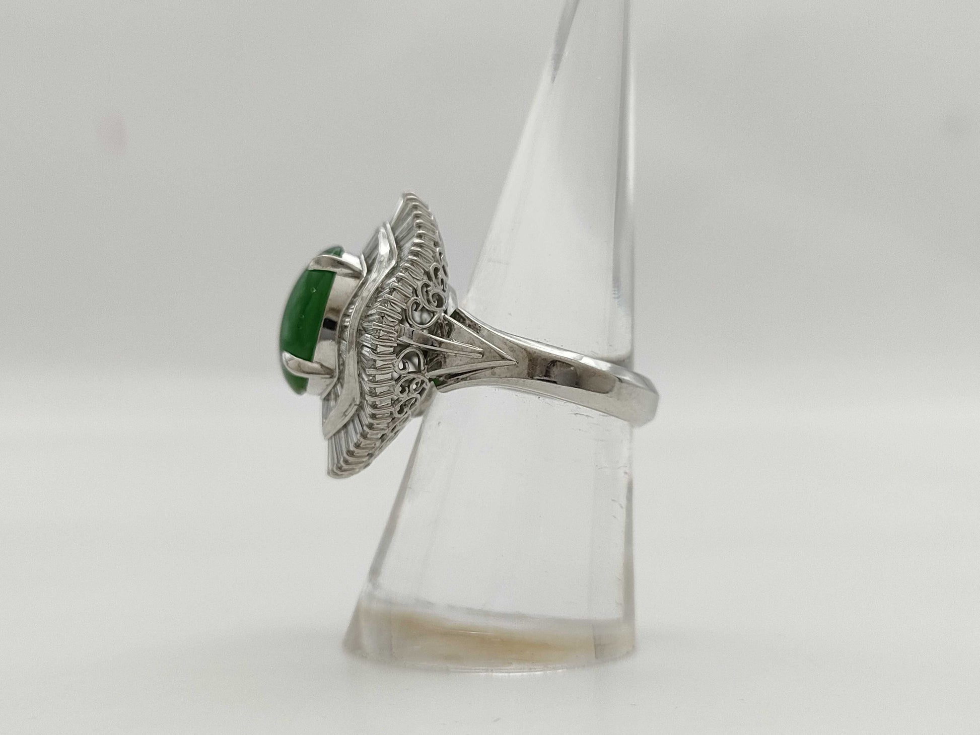 Jade D1.95ct Pt900 14.6g Ring 