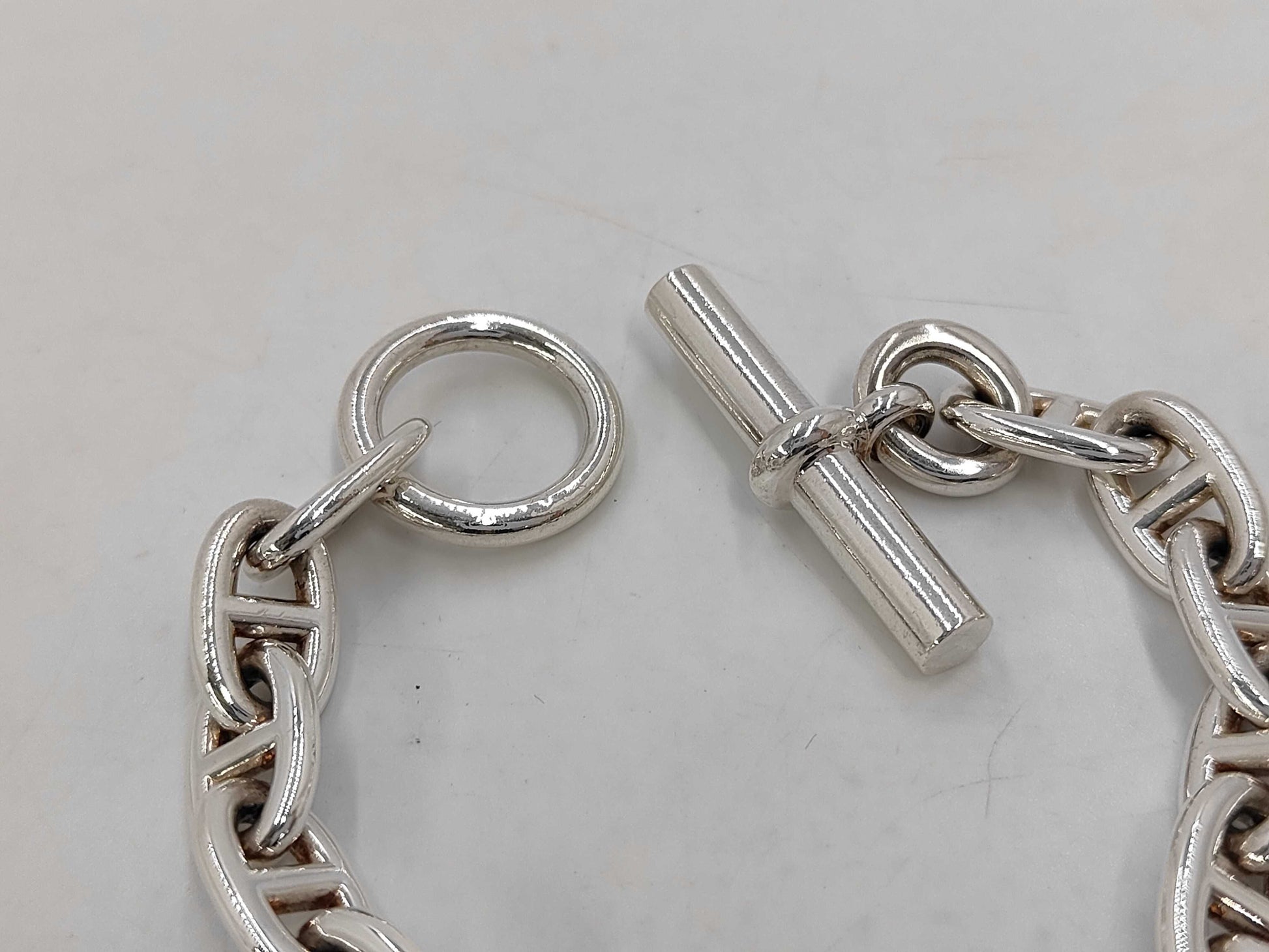 HERMES HERMES Chaine d'Ancre MM 17-Link Bracelet, 925 Sterling Silver, 60.0g, 19cm, Bracelet/Bangle