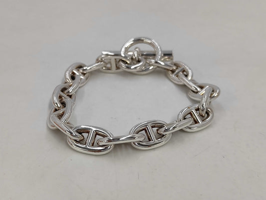 HERMES HERMES Chaine d'Ancre MM 17-Link Bracelet, 925 Sterling Silver, 60.0g, 19cm, Bracelet/Bangle