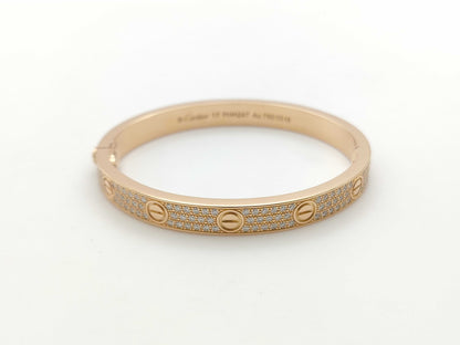 Cartier Love Bracelet Classic Model #17 Pavé Diamond PG Au750 45.8g Bracelet/Bangle 
